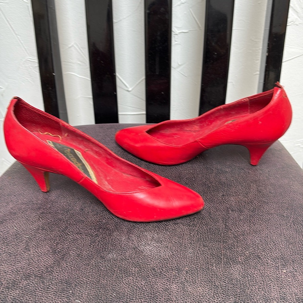 Red Leather Capezios. Need new rubber tip heels